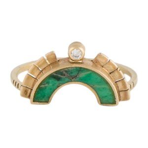 Young In The Mountains 14K Variscite & Diamond Rising Sol Ring Crown